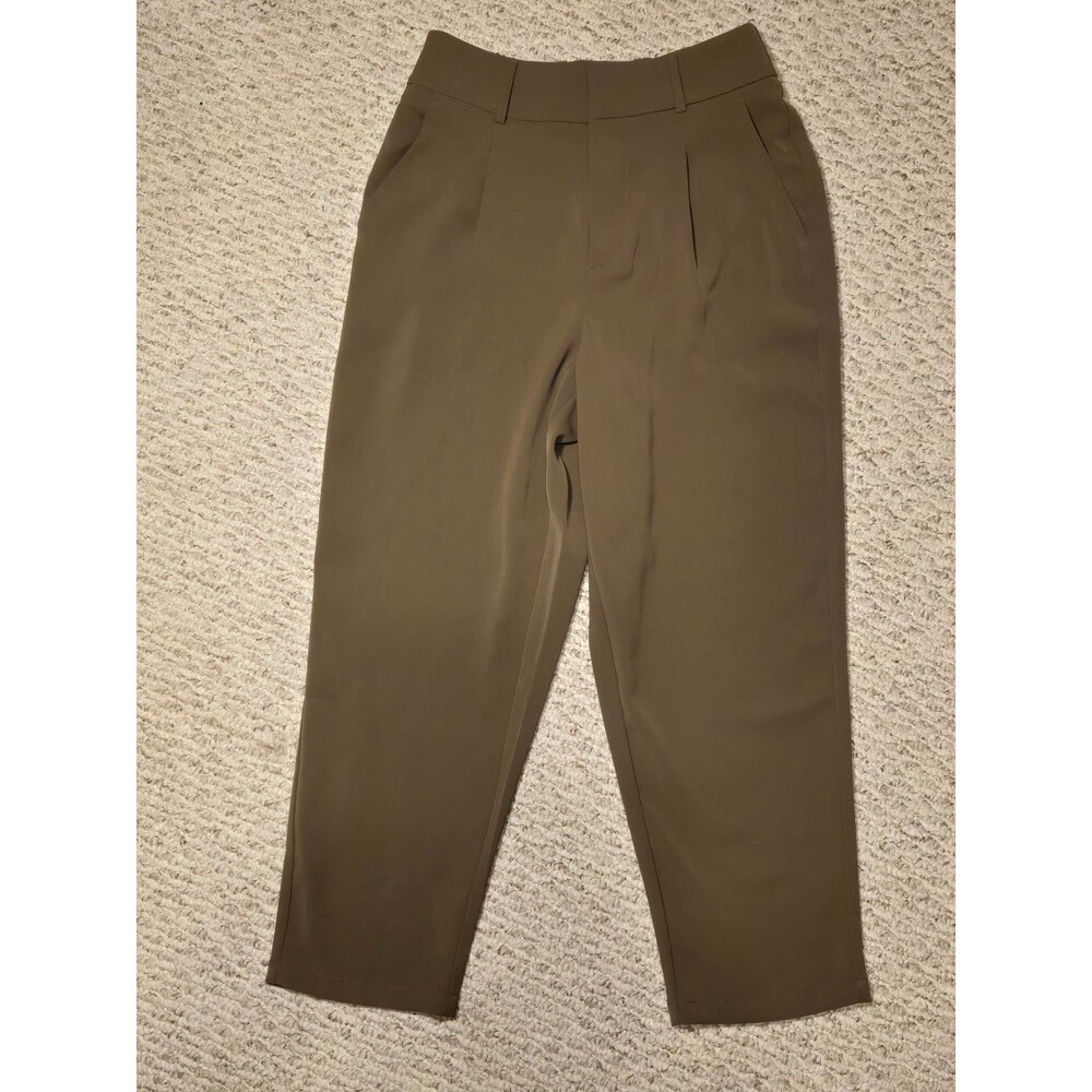 Halara Flex High Waisted Pocket Solid Work Tapered Pants Brown Small Petite